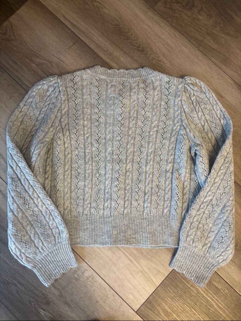 CeCe Light Gray Cable Knit Boxy Cardigan - Picture 4 of 15